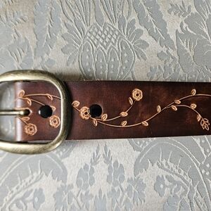 Floral Embossed Brown Belt